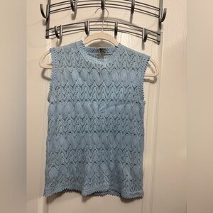 Vintage 60s Vienna lace top sleeveless women’s‎ S blue delicate cottage fairy